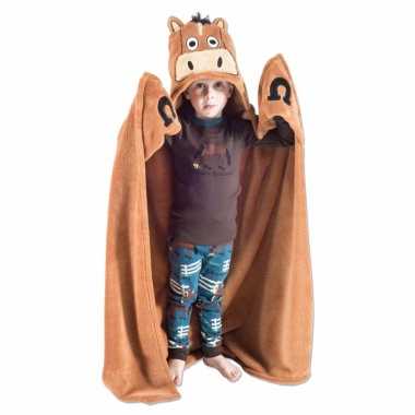 Baby dierenthema fleece omslagdoek paard knuffel