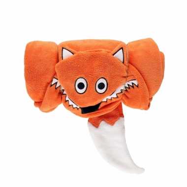 Baby dierenthema fleece omslagdoek vos knuffel