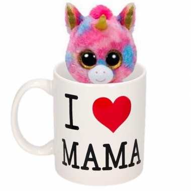 Baby moederdag i love mama mok knuffel eenhoorn