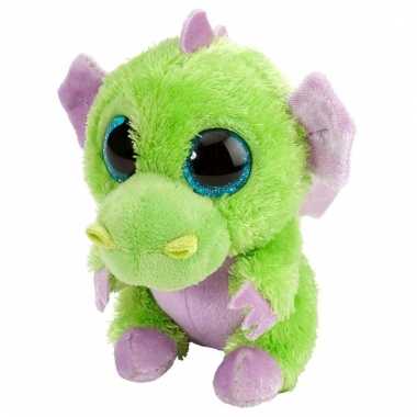 Baby pluche knuffeltje draakje groen/paars