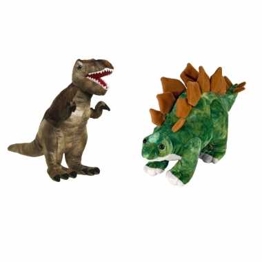 Baby setje knuffel dinosaurussen t rex stegosaurus