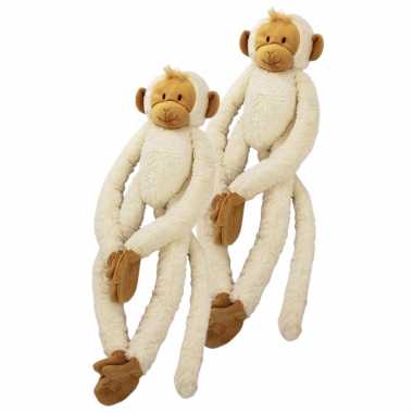 Baby x stuks happy horse pluche witte slinger aap knuffel