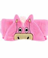 Baby dierenthema fleece omslagdoek paard knuffel 10093137