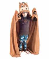 Baby dierenthema fleece omslagdoek paard knuffel