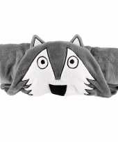 Baby dierenthema fleece omslagdoek wolf knuffel
