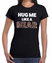 Baby hug me like a bear tekst t-shirt zwart dames knuffel