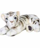 Baby liggende pluche witte tijger knuffel