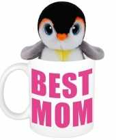 Baby moederdag best mom mok knuffel pinguin