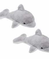 Baby set stuks pluche grijze dolfijnen knuffels 10246075