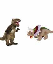 Baby setje knuffel dinosaurussen t rex triceratops