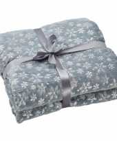 Baby woondecoratie fleece deken kleed grijs sneeuwvlokken knuffel