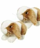 Baby x stuks pluche knuffel konijn bruin wit